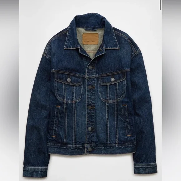 American Eagle AE Men’s XL Denim Trucker Jean Jacket Rancher Jeans Dark Wash NWT - Picture 7 of 13